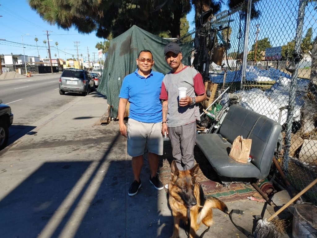 Baltazar Fedalizo visiting with the homeless in Los Angeles CA-37